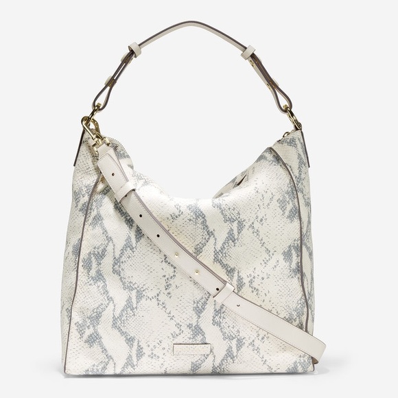 𝐂𝐎𝐋𝐄 𝐇𝐀𝐀𝐍 Leather Turnlock Snake Bag Off-White Bone Gray GORGEOUS! - Picture 6 of 16
